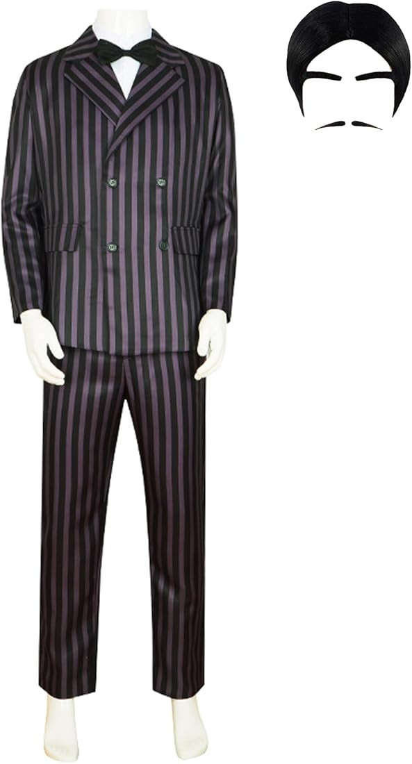 Girls Boys Morticia Addams Costume Dress Kids Gomez Addams Suit Wednesday Family Cosplay Wig Hall... | Amazon (US)
