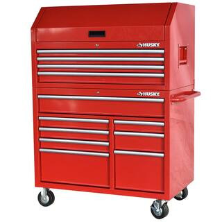 42 in. 12-Drawer 24.5 in. Deep Tool Chest/Rolling Cab Set Gloss Red | The Home Depot