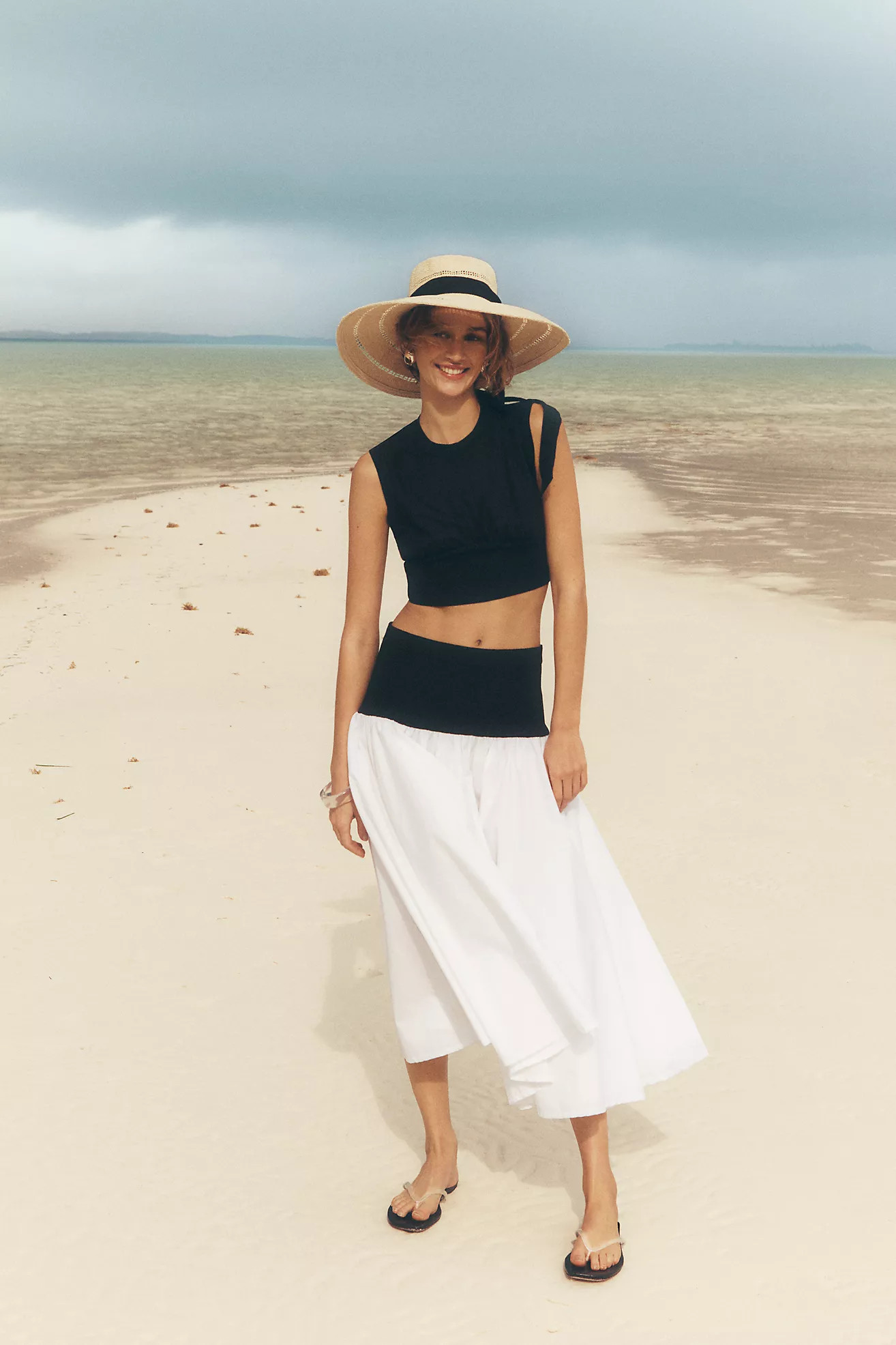 By Anthropologie Cotton Sleeveless Waisted Crop Top | Anthropologie (US)