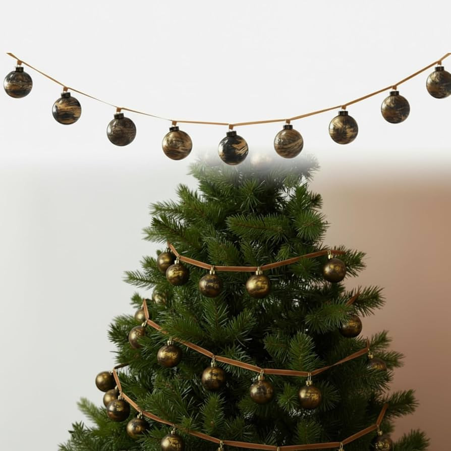 Amyhill 6ft Metal Finish Christmas Ball with Velvet Ribbon Xmas Garland Ornaments, Pre-strung 12 ... | Amazon (US)