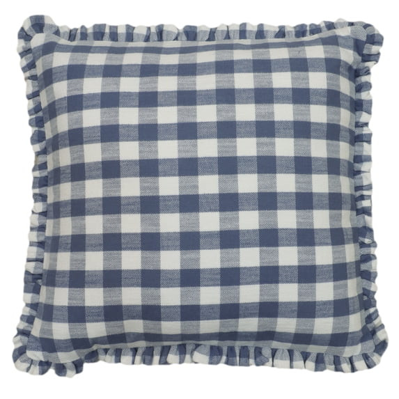 The Pioneer Woman Woven Gingham Ruffle Decorative Pillow, 20 x 20, Blue Cotton | Walmart (US)