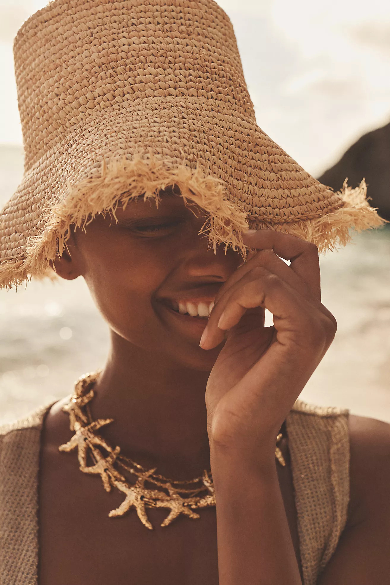 Wyeth Fringe Wide-Brim Straw Bucket Hat | Anthropologie (US)