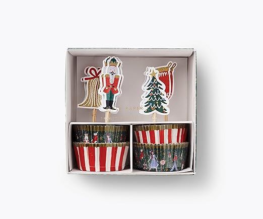 Rifle Paper Co. Nutcracker Cupcake Kit, 24 Assorted Liners in 2 Designs, 24 Assorted Double Sided... | Amazon (US)