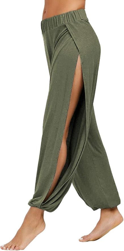 fitglam Swimsuit Coverup Pants for Women High Waisted Yoga Hippie Beach Pants Baggy Flowy Slit Lo... | Amazon (US)