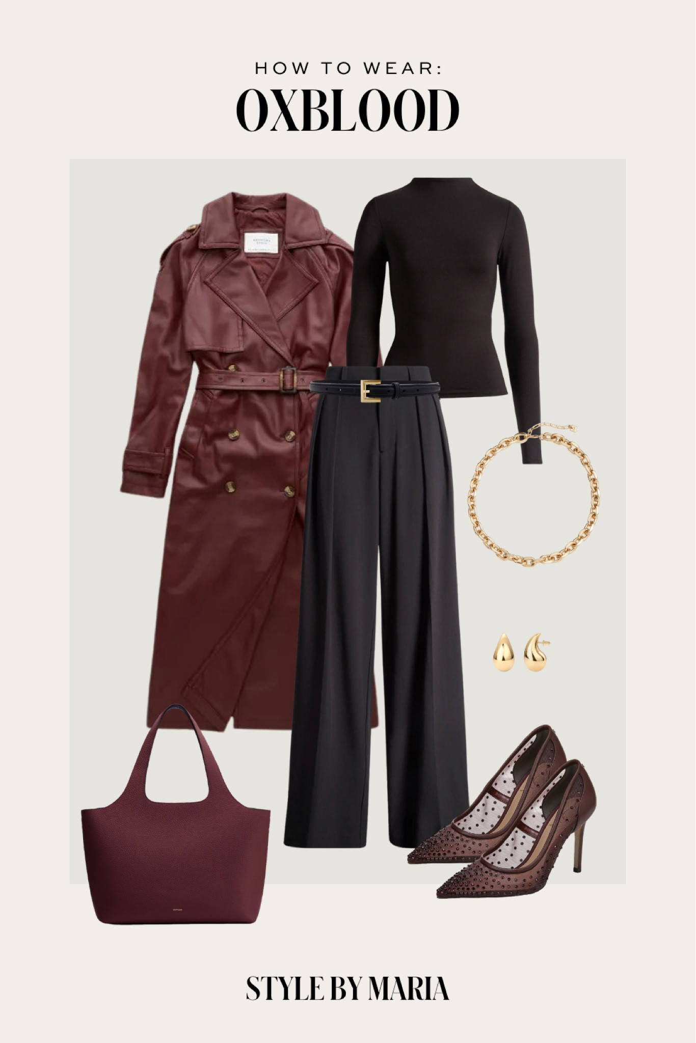 fall outfit ideas / fall work outfit 
Burgundy trench coat 
Good American wide leg pants on sale
Sam Edelman mesh pumps
Burgundy handbag 
Anine bing belt



#LTKFindsUnder100 #LTKSeasonal #LTKSaleAlert