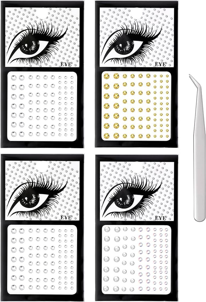 RLMOON Face Gem Eye Body jewels Crystal Fake Nose Stud Self-Adhesive Rhinestone Stickers for Make... | Amazon (US)