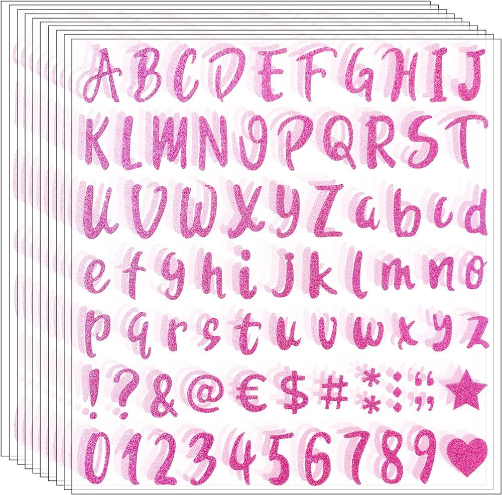 810 Pieces 10 Sheets Self-Adhesive Glitter Letter Stickers, Alphabet Number Stickers for Mailbox,... | Amazon (US)