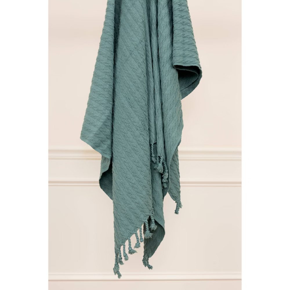 50""x60"" Textured Striped Throw Blanket Teal - Rizzy Home | Target