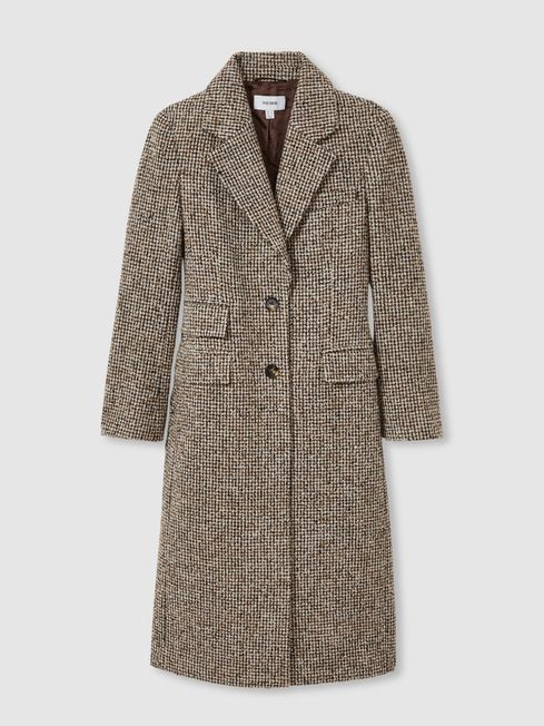 Wool Blend Houndstooth Check Coat | Reiss US