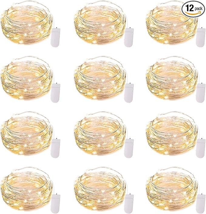 Brightown 12 Pack Led Fairy Lights Battery Operated String Lights Waterproof Silver Wire 7 Feet 2... | Amazon (US)
