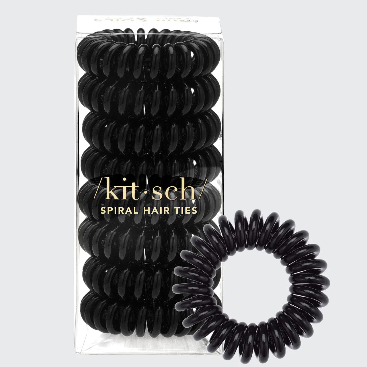 Spiral Hair Ties 8 Pc - Black | Kitsch