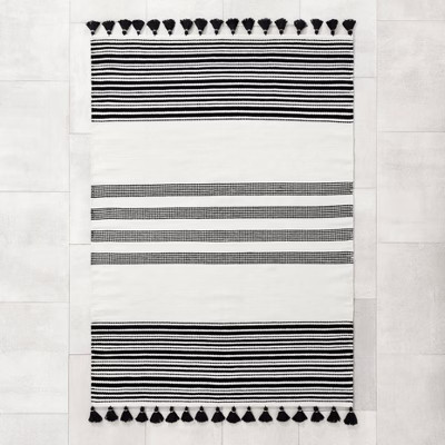 Indoor/Outdoor Stripe Rug Black - Hearth & Hand™ with Magnolia | Target