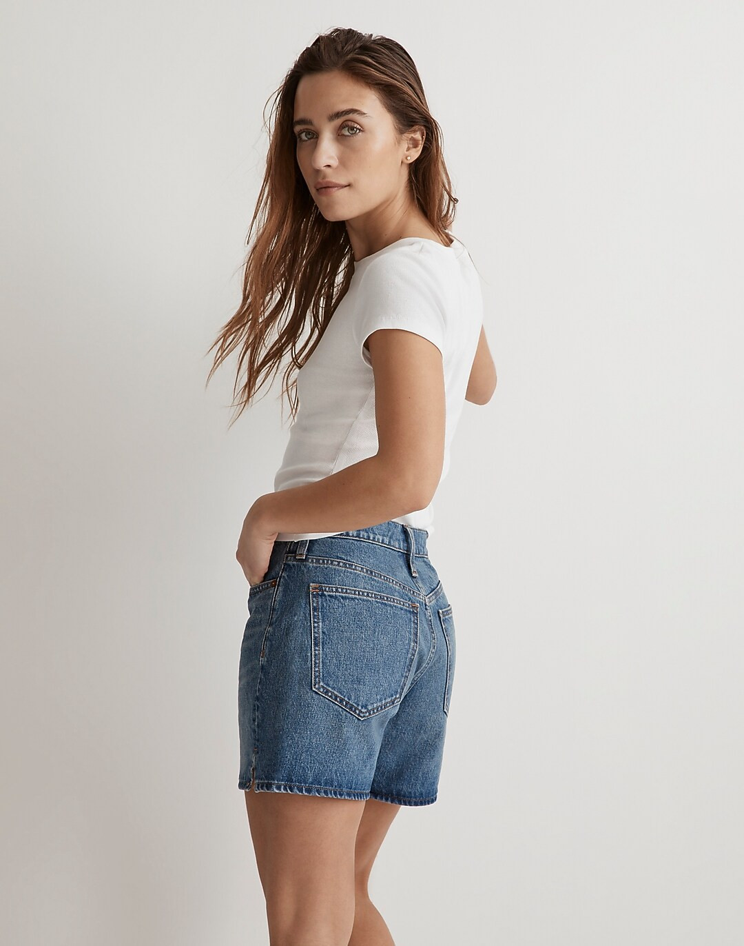 Relaxed Mid-Length Denim Shorts in Kimbrough Wash: Side-Slit Edition | Madewell