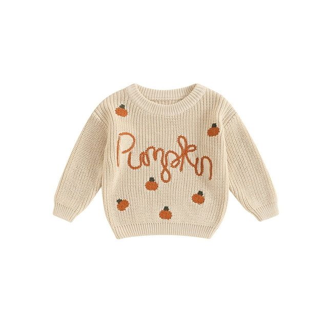 Toddler Baby Boy Girl Halloween Outfit Knit Chunky Pumpkin Sweaters Crew Neck Pullover Sweatshirt... | Walmart (US)