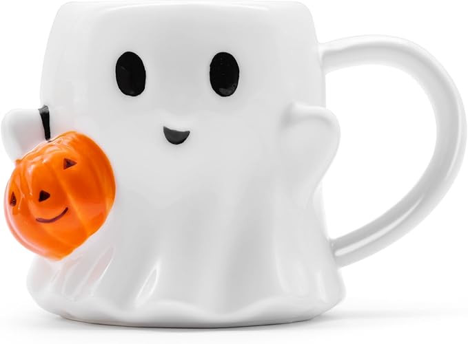 20 oz Halloween Ghost Mug Decorations, Ceramic Cute Ghost Coffee Cup with Pumpkin, Large Hallowee... | Amazon (US)