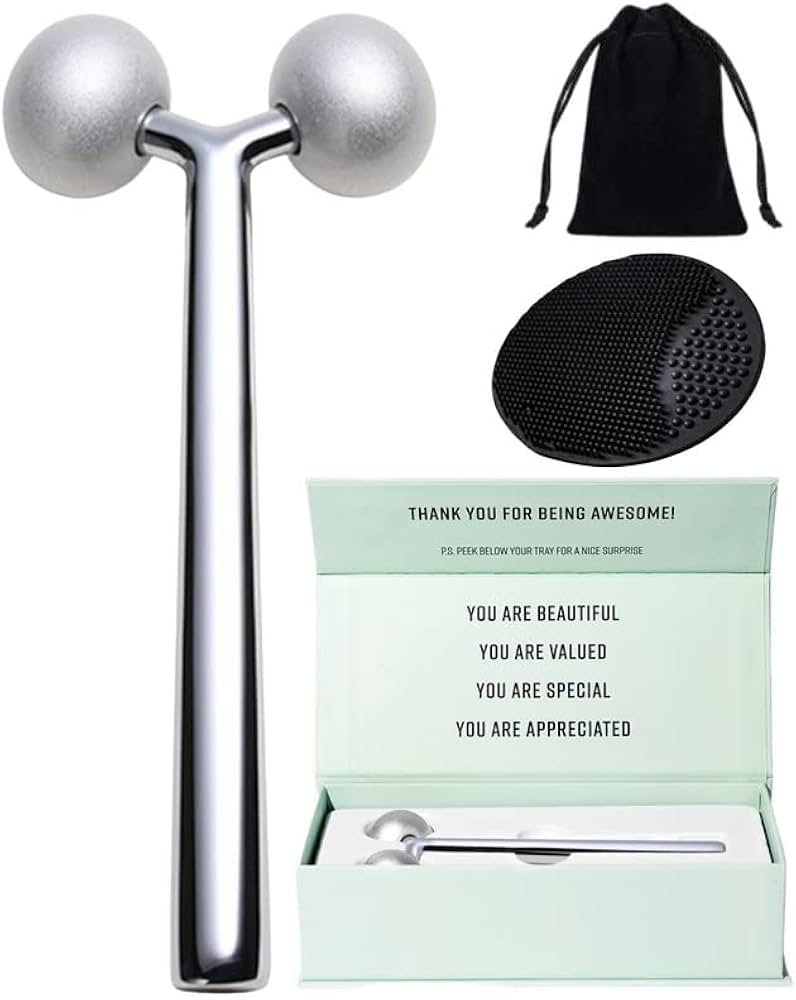 Face Sculptor + Face Scrubber (2-in-1): Metal Face Massage Roller for Contour Jawline, Skin Tight... | Amazon (US)