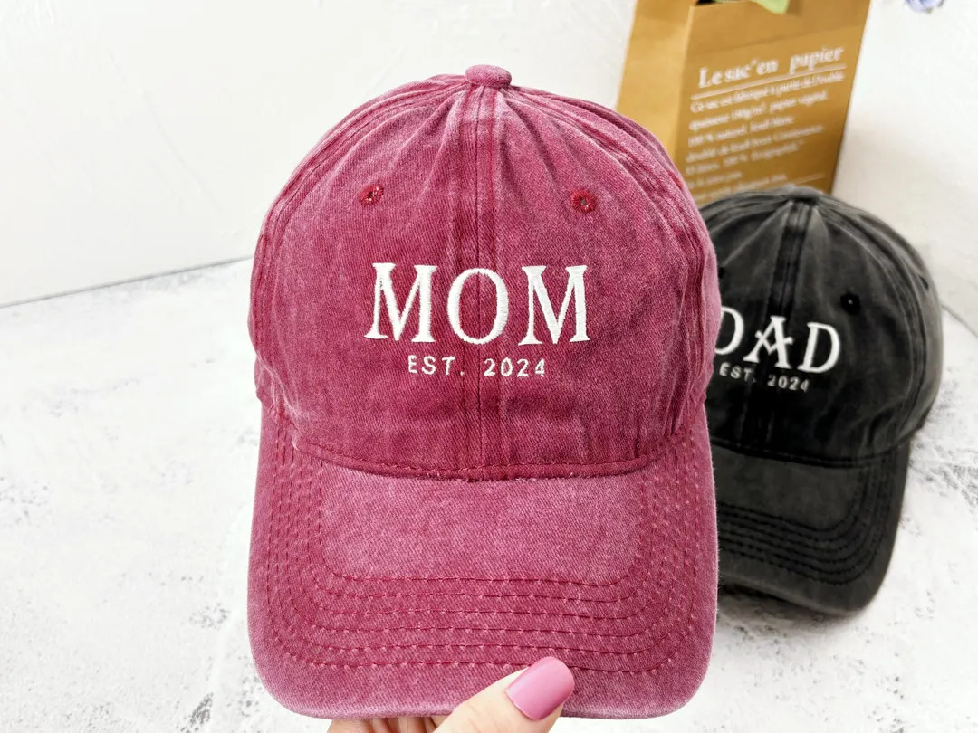 Custom Embroidered Mom Est Hat | Personalized Vintage Baseball Hat, Pregnancy Announcement, Gift ... | Etsy (US)