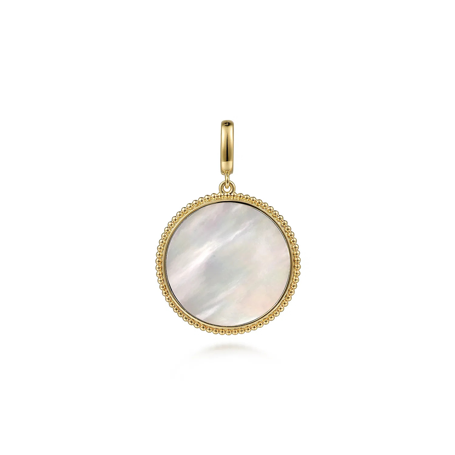 14K Yellow Gold Round Mother of Pearl Inlay Pendant | Gabriel & Co. Fine Jewelry And Bridal