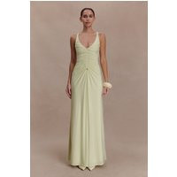 Perrie Slinky Ruched Maxi Dress / Pastel Lime | MESHKI | L | MESHKI US