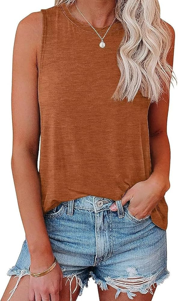Bliwov Womens Fashion Tank Tops Crewneck Loose Fit Basic y2k Going Out Clothes Casual Summer Slee... | Amazon (US)