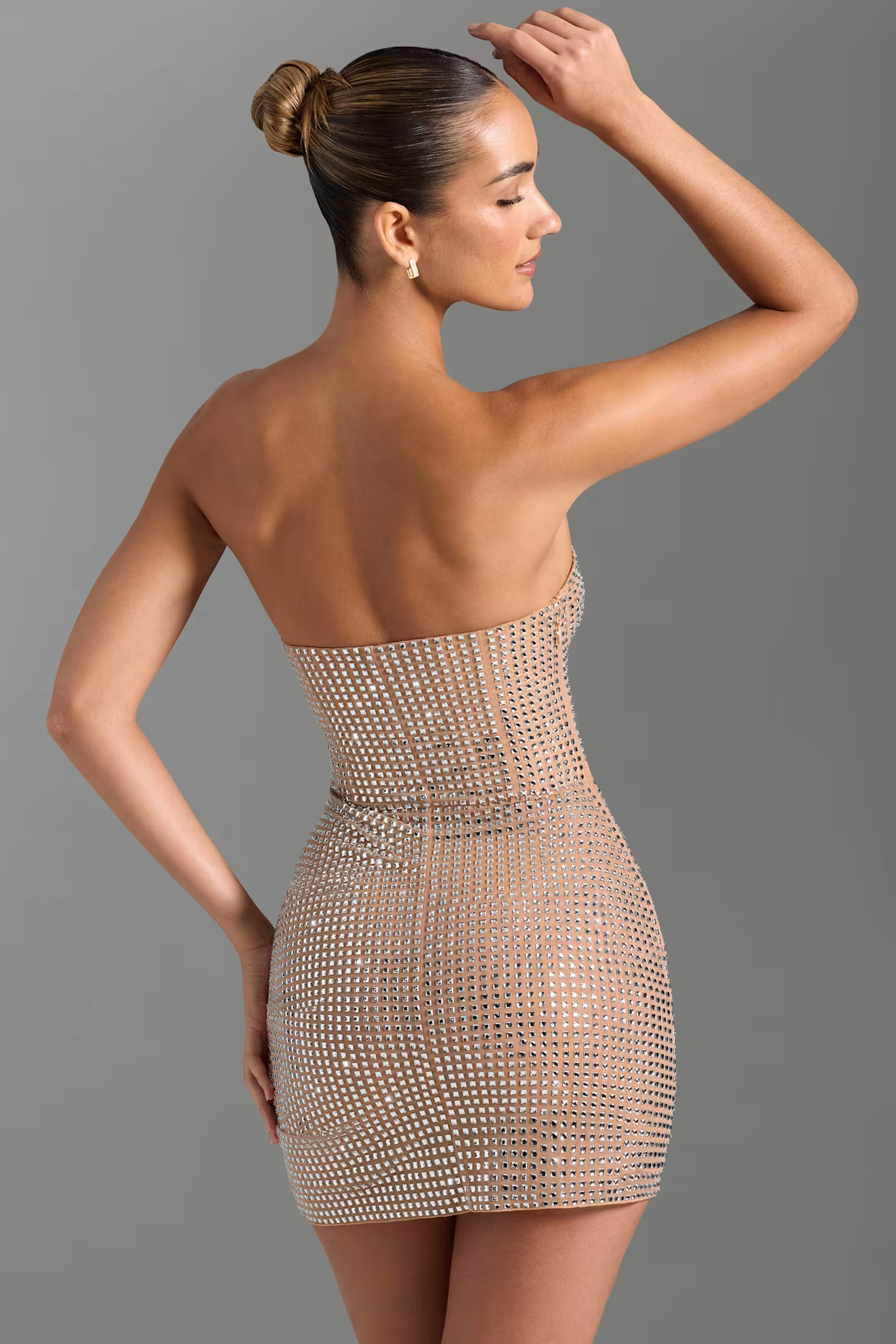 Embellished Draped Corset Mini Dress in Honey | Oh Polly