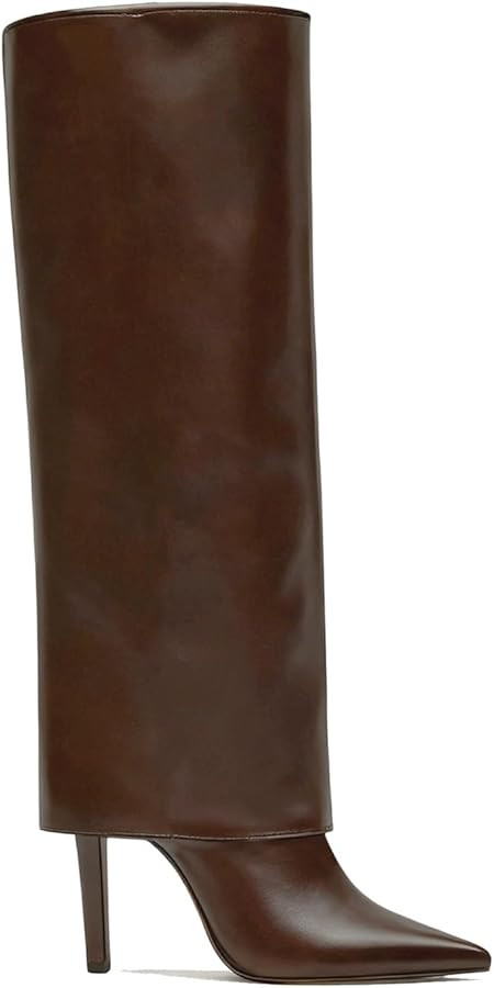 MICIFA Fold Over Knee High Boots for Women Pointed Toe Stiletto Heel Shark Tall Boots Comfortable... | Amazon (US)