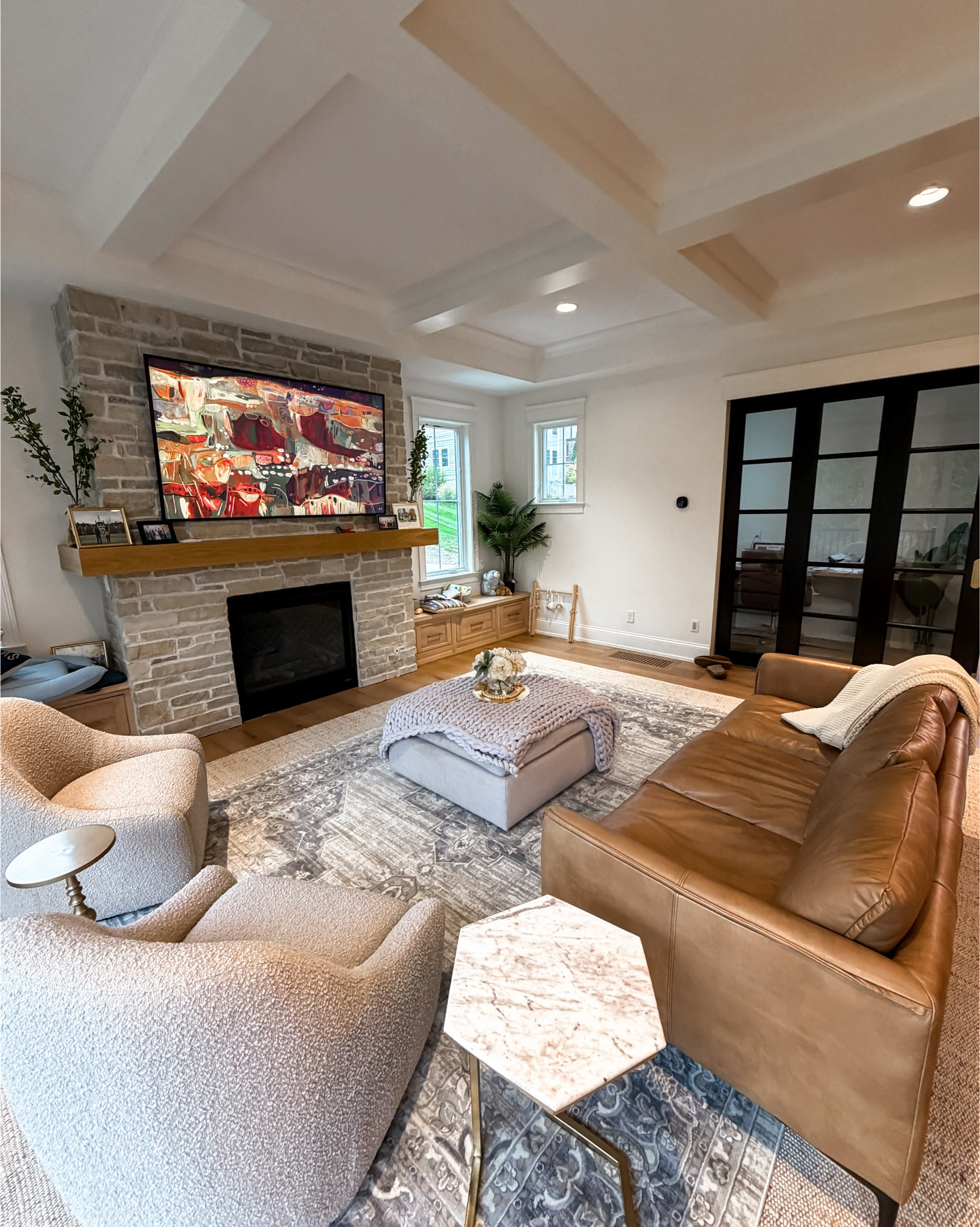 Home decor , rugs , house decor , leather couch, living room , family room, fireplace, home furniture 

#LTKFindsUnder50 #LTKStyleTip #LTKHome