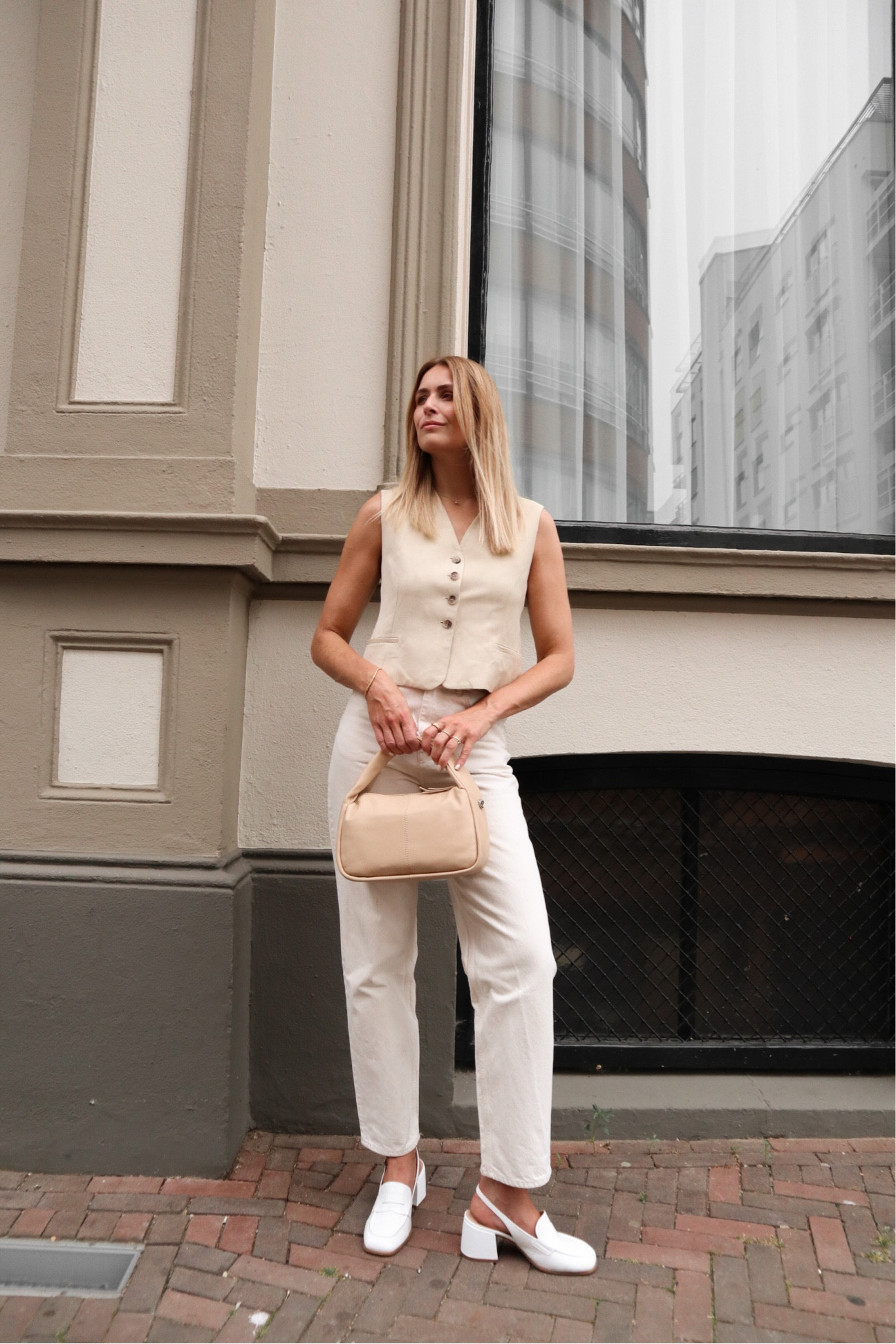Beige waistcoat and jeans outfit 🤍

outfit inspiration, de Bijenkorf, best seller, Aaiko, v neck waistcoat, cos, longline waistcoat, beige tapered full length jeans, sale, organic cotton, Netherlands. 

#LTKsalealert #LTKSeasonal #LTKstyletip