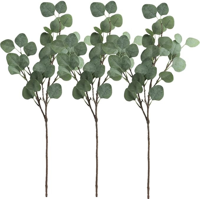 Supla 3 Pcs Artificial Silver Dollar Eucalyptus Leaf Spray in Green 25.5" Tall Artificial Greener... | Amazon (US)