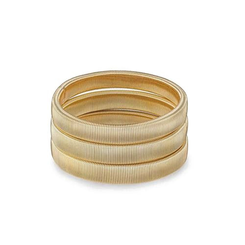 Ettika Gold Bangle. Bracelets Set, Womens Bracelets. 3Pcs Flex Snake Chain Stretch 18k Gold Plated Bangles Set. Jewelry, Gifts For Women | Amazon (US)