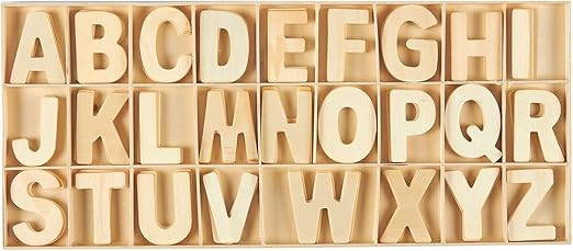 Wooden Letters - 104-Piece Wooden Craft Letters with Storage Tray Set - Wooden Alphabet Letters f... | Amazon (US)