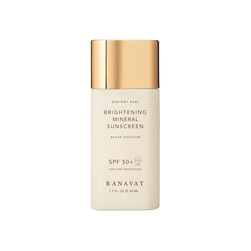 RANAVAT Brightening Mineral Face Sunscreen - Broad-Spectrum SPF 50 Mineral Sunscreen with Zero White Cast - Boosts Radiance & Helps Protect Against Signs of Aging - Safe for Sensitive Skin (50 ml) | Amazon (US)