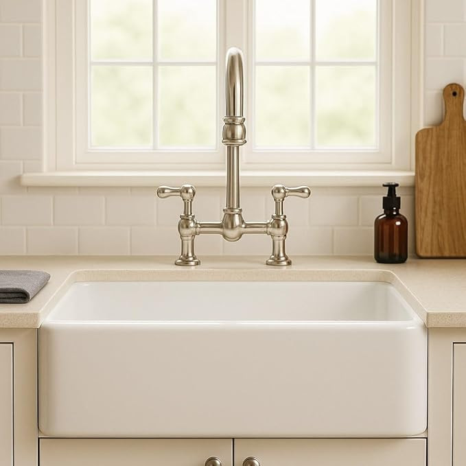 Sinkology Turner 30" Crisp White Fireclay Single Bowl Farmhouse Apron Front Undermount Kitchen Si... | Amazon (US)