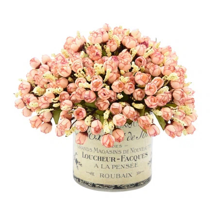 Blush Pink Petite Roses Arrangement In Label Pot | Wayfair North America