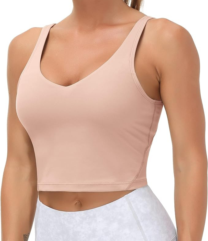 Women’s Longline Sports Bra Wirefree Padded Medium Support Yoga Bras Gym Running Workout Tank T... | Amazon (US)