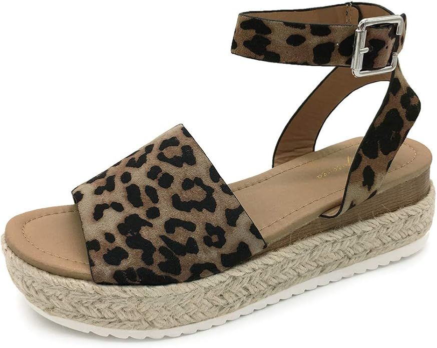 LUFFYMOMO Women's Platform Ankle Strap Sandals Open Toe Studded Wedge Summer Sandals | Amazon (US)