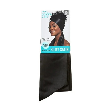 KISS Colors & Care Silky Satin Edge Scarf Adult Solid Black Size 60 x 4 1 Piece | Walmart (US)