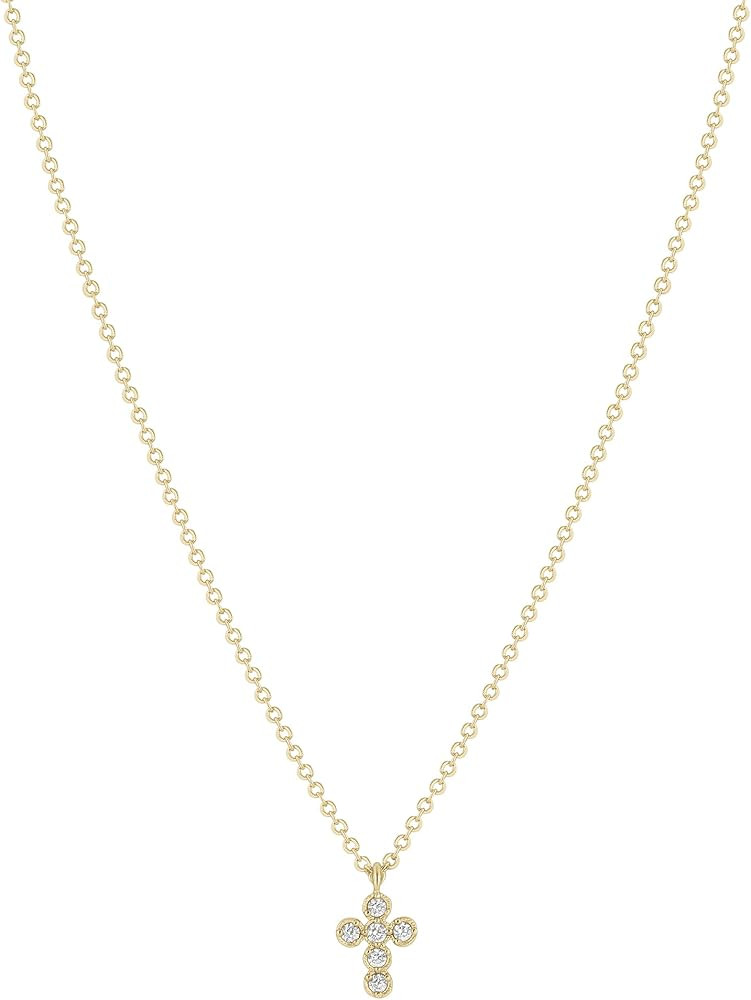 Electric Picks Jewelry Like A Prayer Cross Necklace, 16" 14kt Gold Plated Chain – Staple Layeri... | Amazon (US)