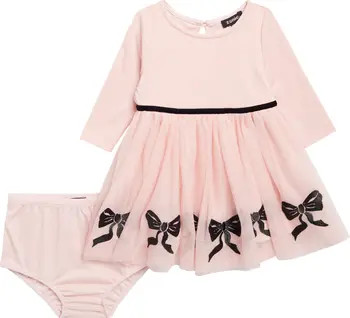 Zunie Bow Embroidered Long Sleeve Tulle Dress & Bloomers | Nordstrom | Nordstrom