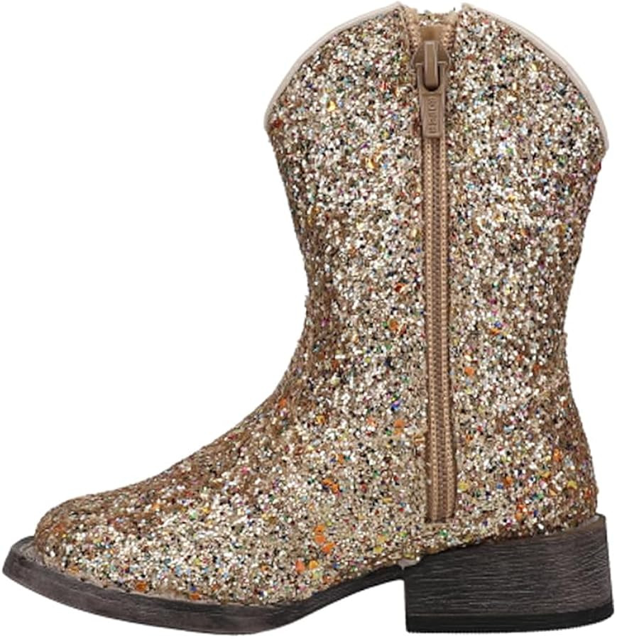 ROPER Toddler Girls Glitter Galore Square Toe Casual Boots Mid Calf - Gold | Amazon (US)