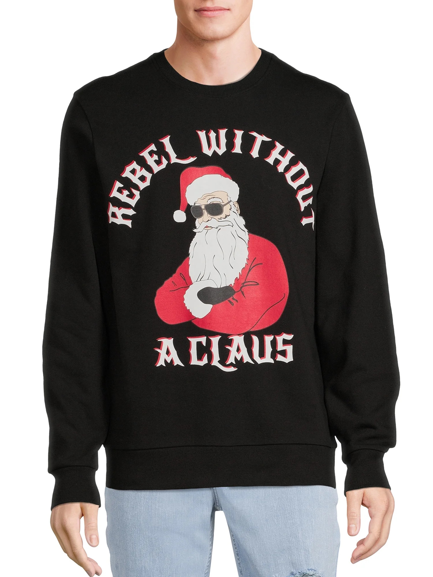Holiday Time Men's Rebel Without A Claus Christmas Sweatshirt - Walmart.com | Walmart (US)