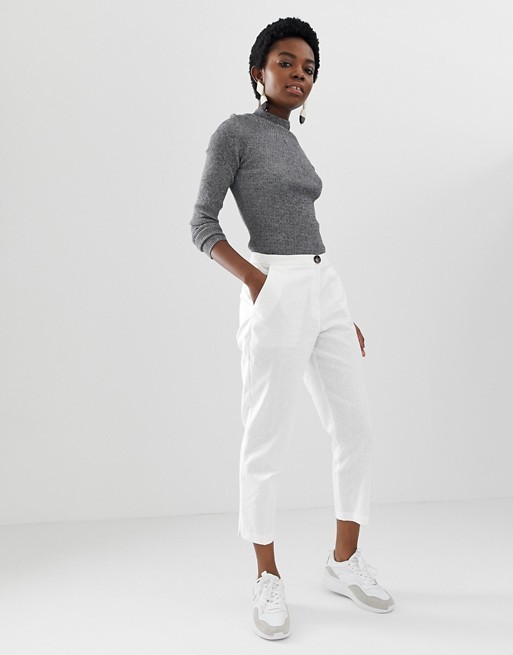 ASOS DESIGN Petite Linen Clean Cigarette Trouser | ASOS UK