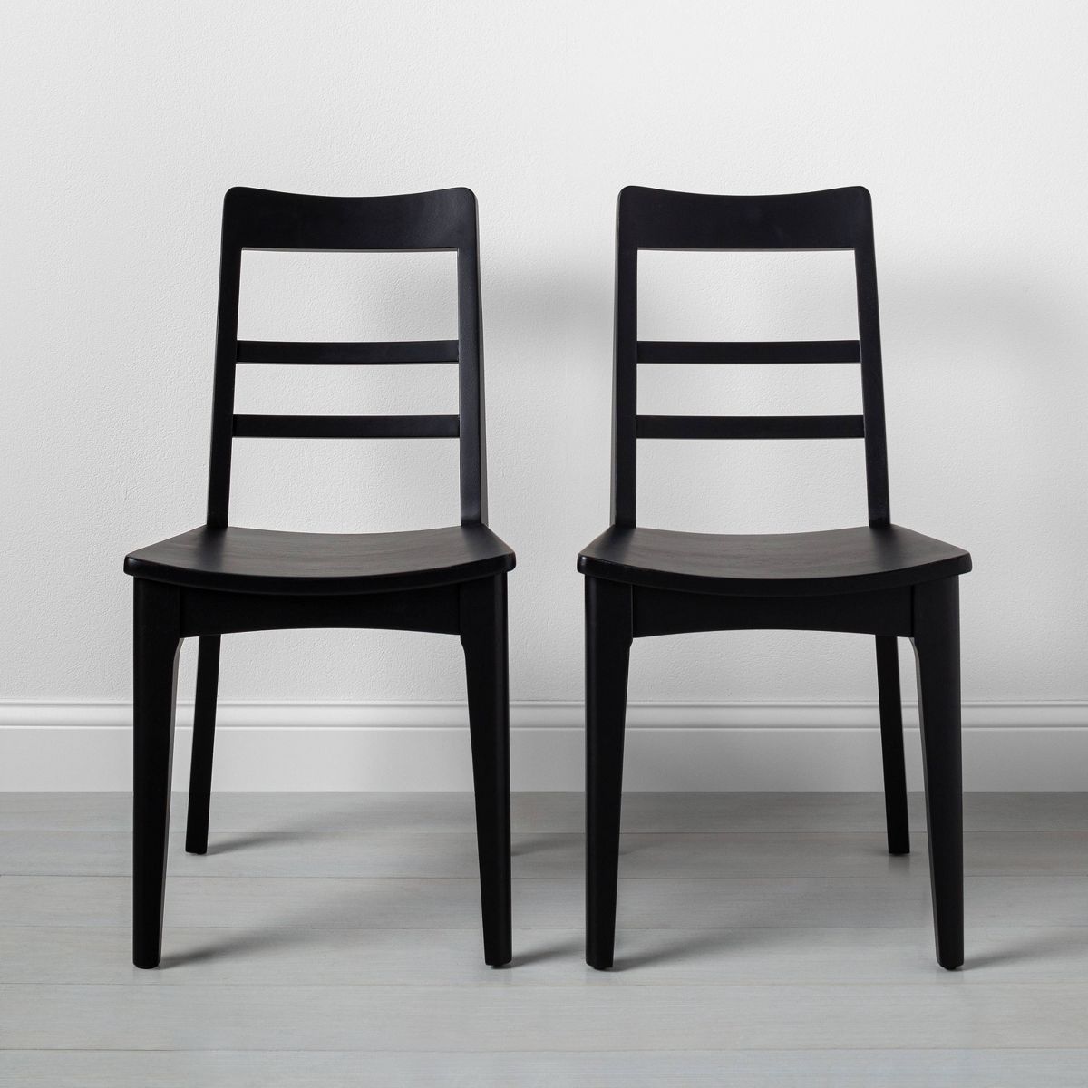 2pk Wood Ladder Back Dining Chair Set - Black - Hearth & Hand™ with Magnolia | Target