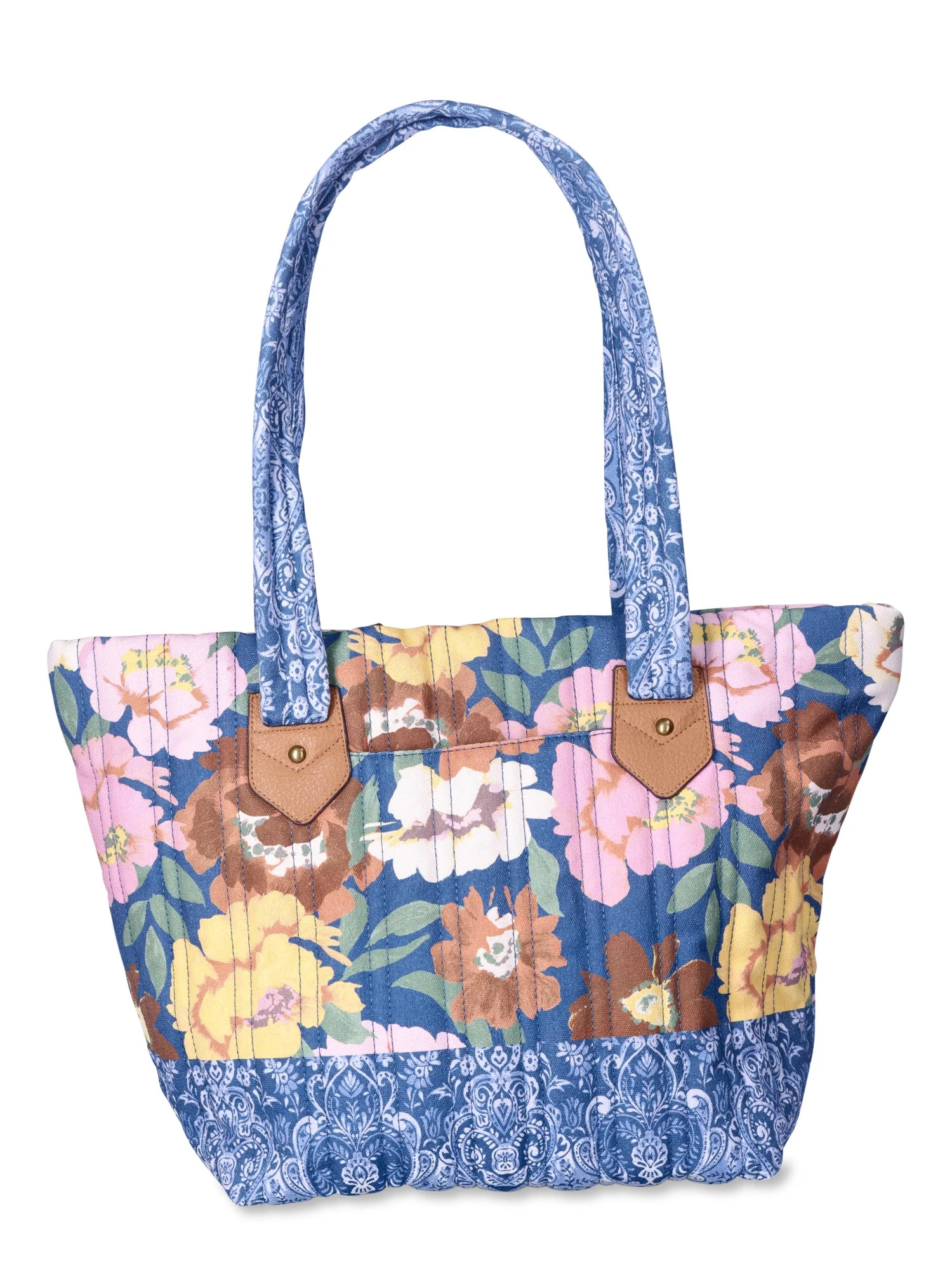 The Pioneer Woman Aubrey Quilted Print Tote, Dark Denim, Women's | Walmart (US)