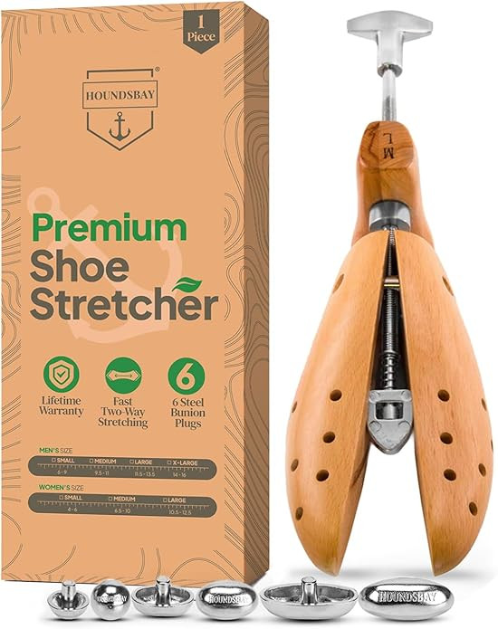 HOUNDSBAY Plastic & Wooden Shoe Stretchers - Adjustable Shoe Widener Expander for Men and Women | Amazon (US)