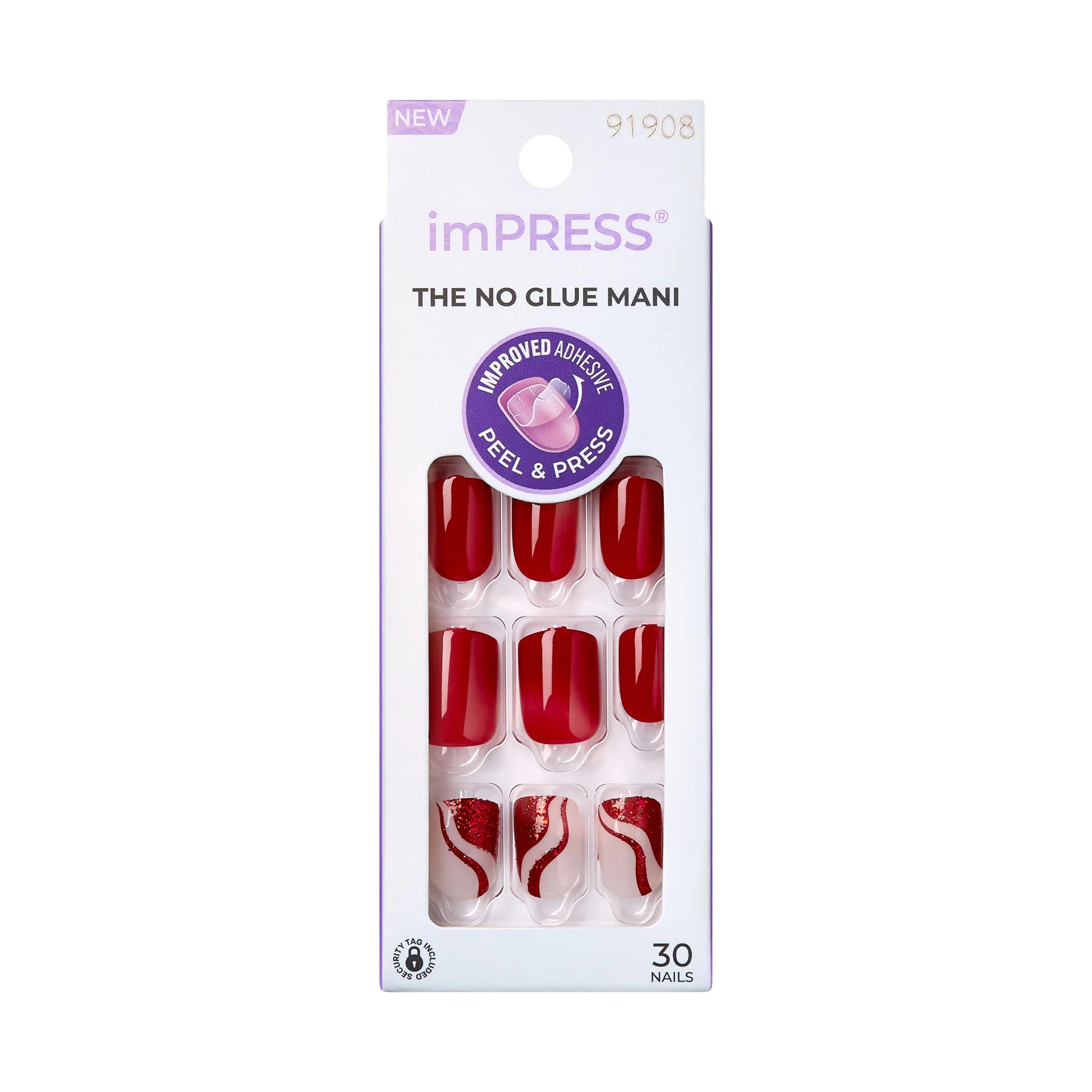 KISS imPRESS  Press on Nails, Endlessly, Red, Short Squoval, 30 Count - Walmart.com | Walmart (US)