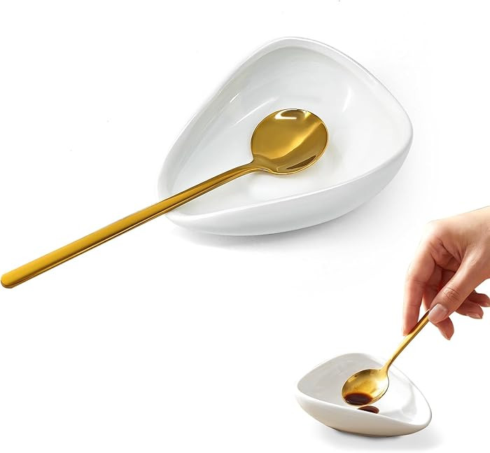 Coffee Spoon Rest, Small Ceramic Coffee Spoon Holder for Coffee Bar, White Mini Spoon Rest for Co... | Amazon (US)