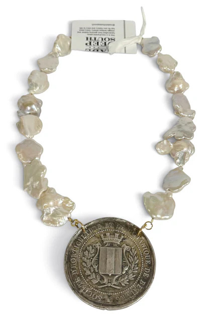 Made In The Deep South Late 1800s Medal Baroque Pearls Necklace | The Willow Tree