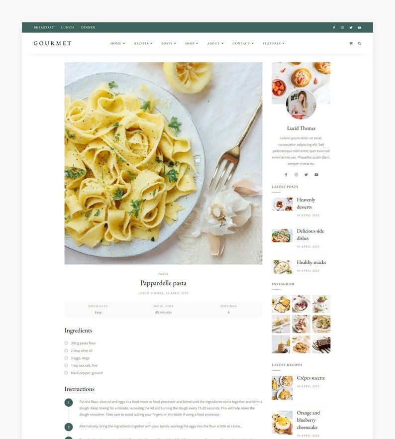 Gourmet  Food Blog & Recipe Wordpress Theme - Etsy Canada | Etsy (CAD)