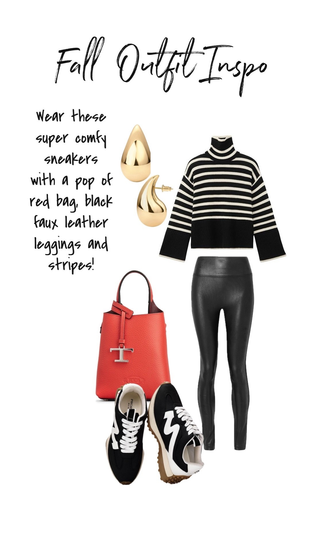 The perfect everyday look for grocery shopping, car rider line, errands and being comfy! Wearing Spanx faux leather leggings, a red bucket bag from Tod’s, sneakers from Project Cloud that are under $50 and sleek modern 14k gold earrings. Splurge on the bag and save on everything else! 

#LTKStyleTip #LTKFallSale #LTKSaleAlert